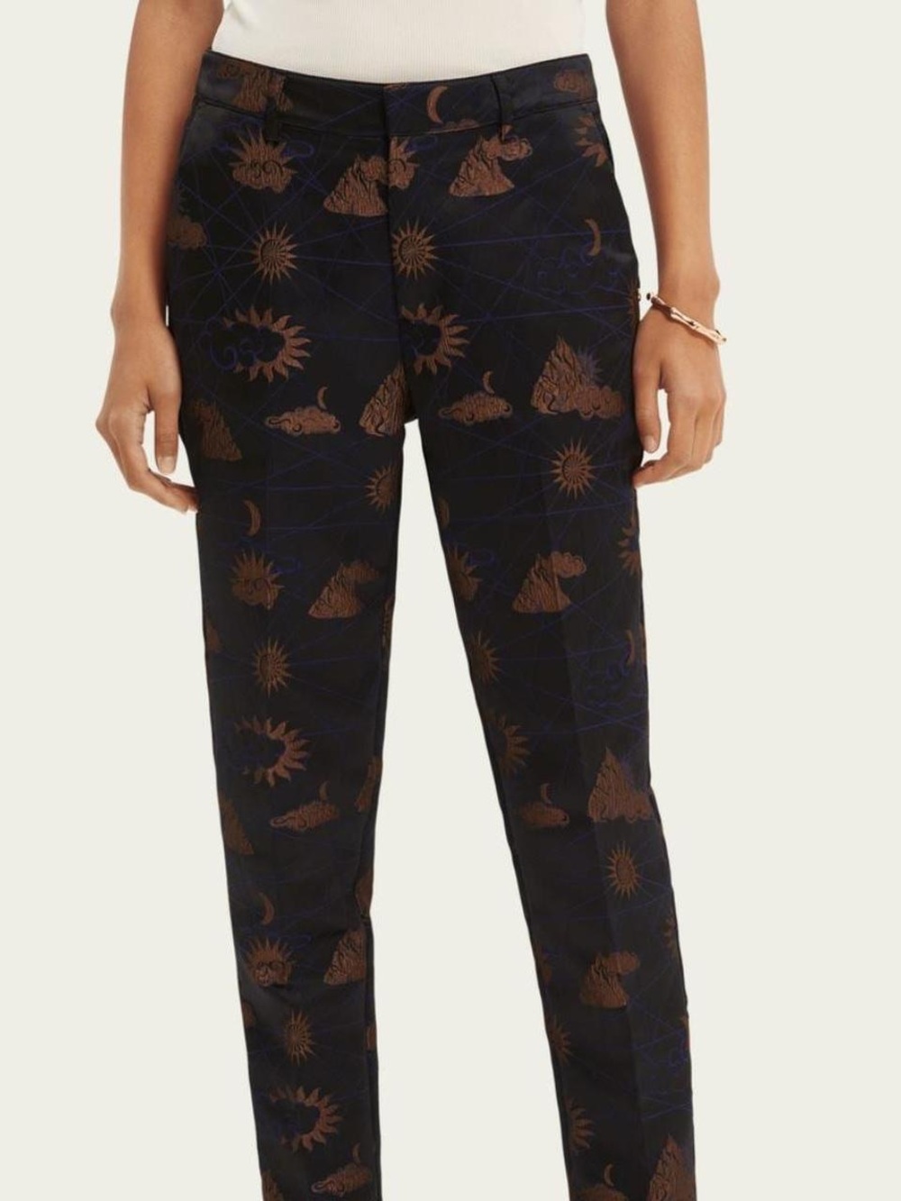 Scotch & Soda Cocktail Hour Celestial Sun Moon Jacquard Navy Trousers Pant s